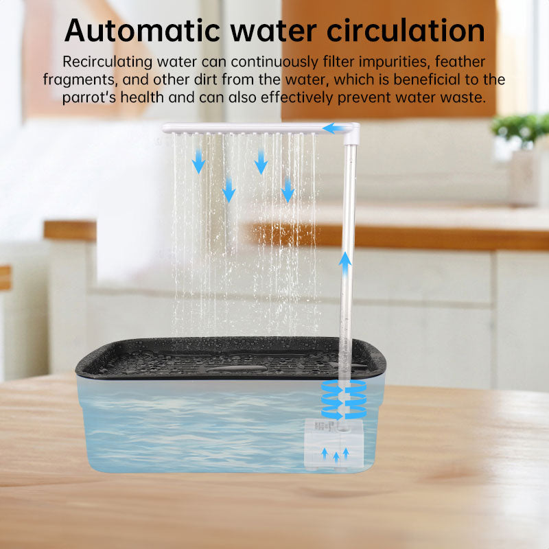 Automatic Bird Bath With Circulating Water Shower