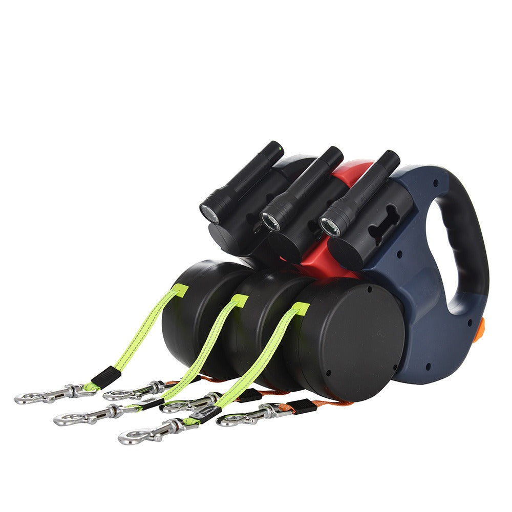 Dual Retractable Dog Leash with Built-In LED Light