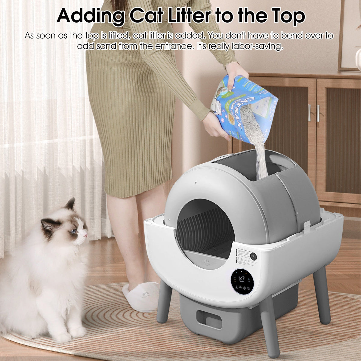 Smart Self-Cleaning Cat Litter Box with App Monitoring