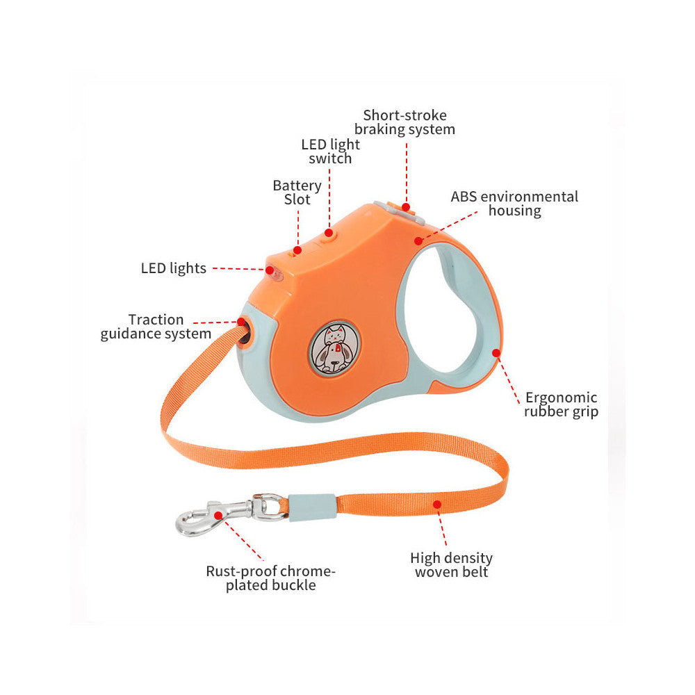 Retractable Dog Leash with LED Lights for Safer Walks