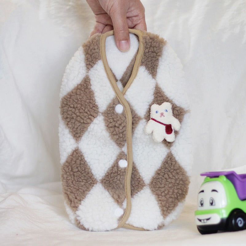 Small Pet Fleece Vest Coat for Warm Winter Outdoor Walks