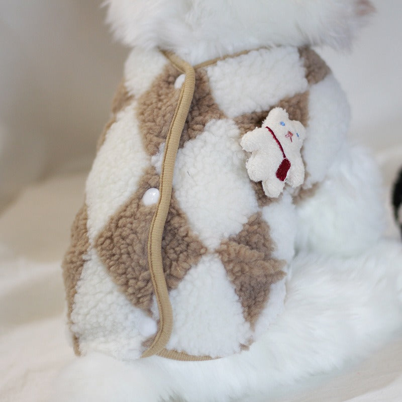 Small Pet Fleece Vest Coat for Warm Winter Outdoor Walks