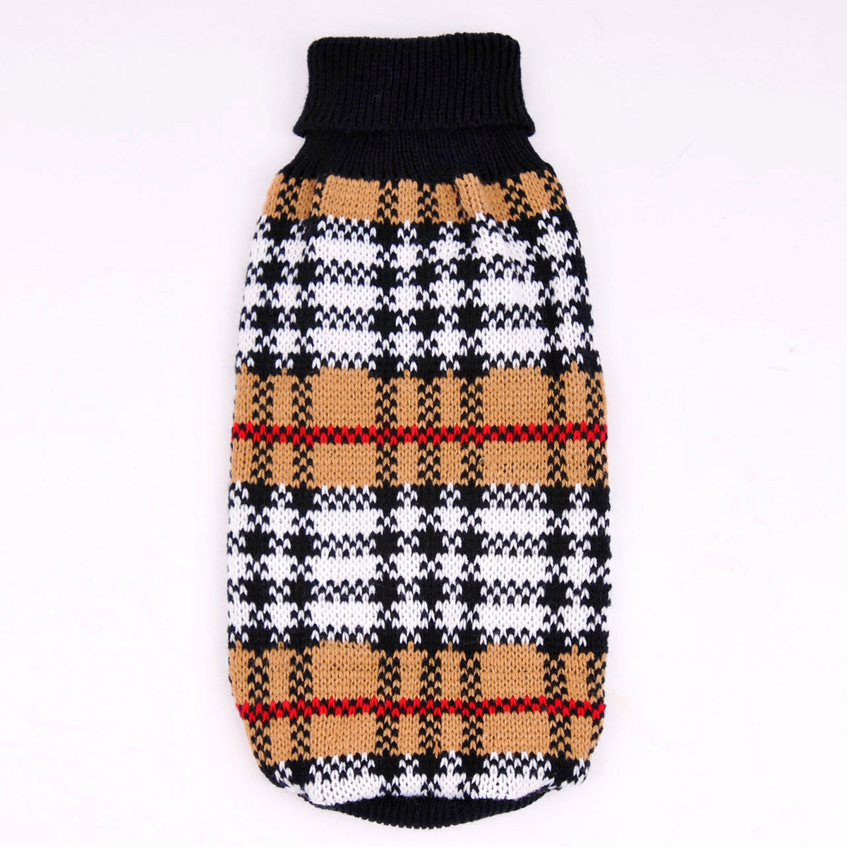 Dog Sweater for Winter Warmth in Classic Plaid Knit