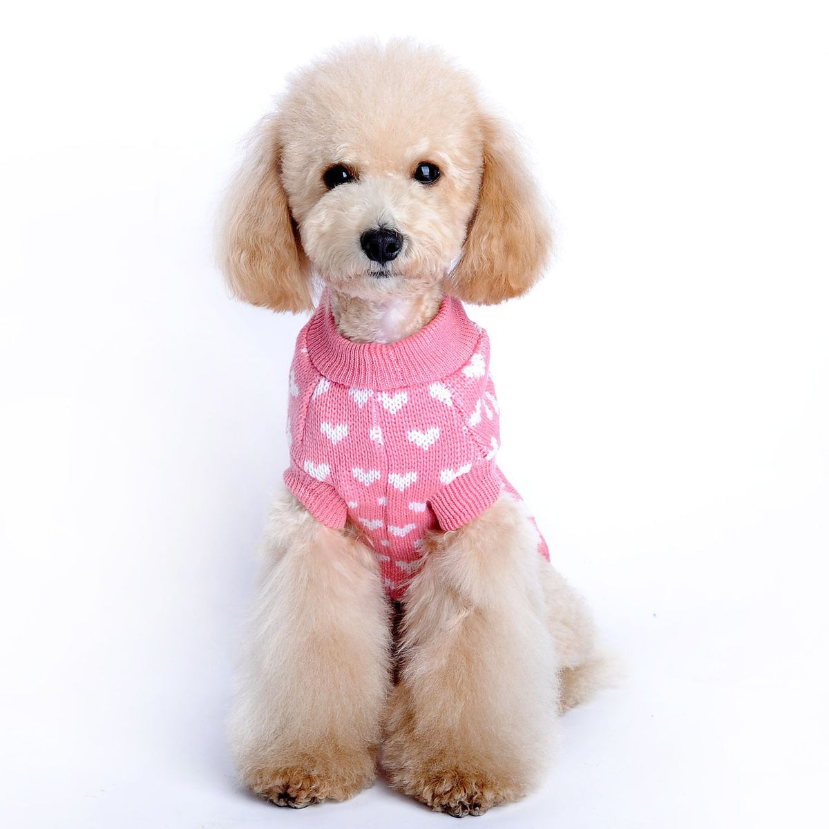 Small Dog Sweater With Cute Heart Pattern for Winter