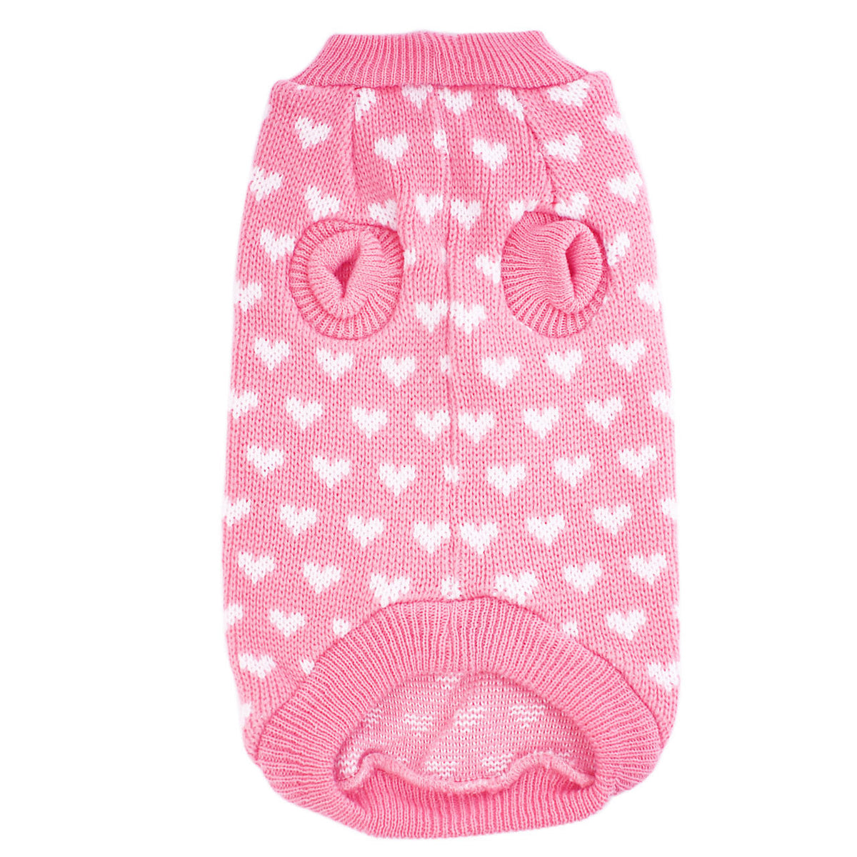Small Dog Sweater With Cute Heart Pattern for Winter
