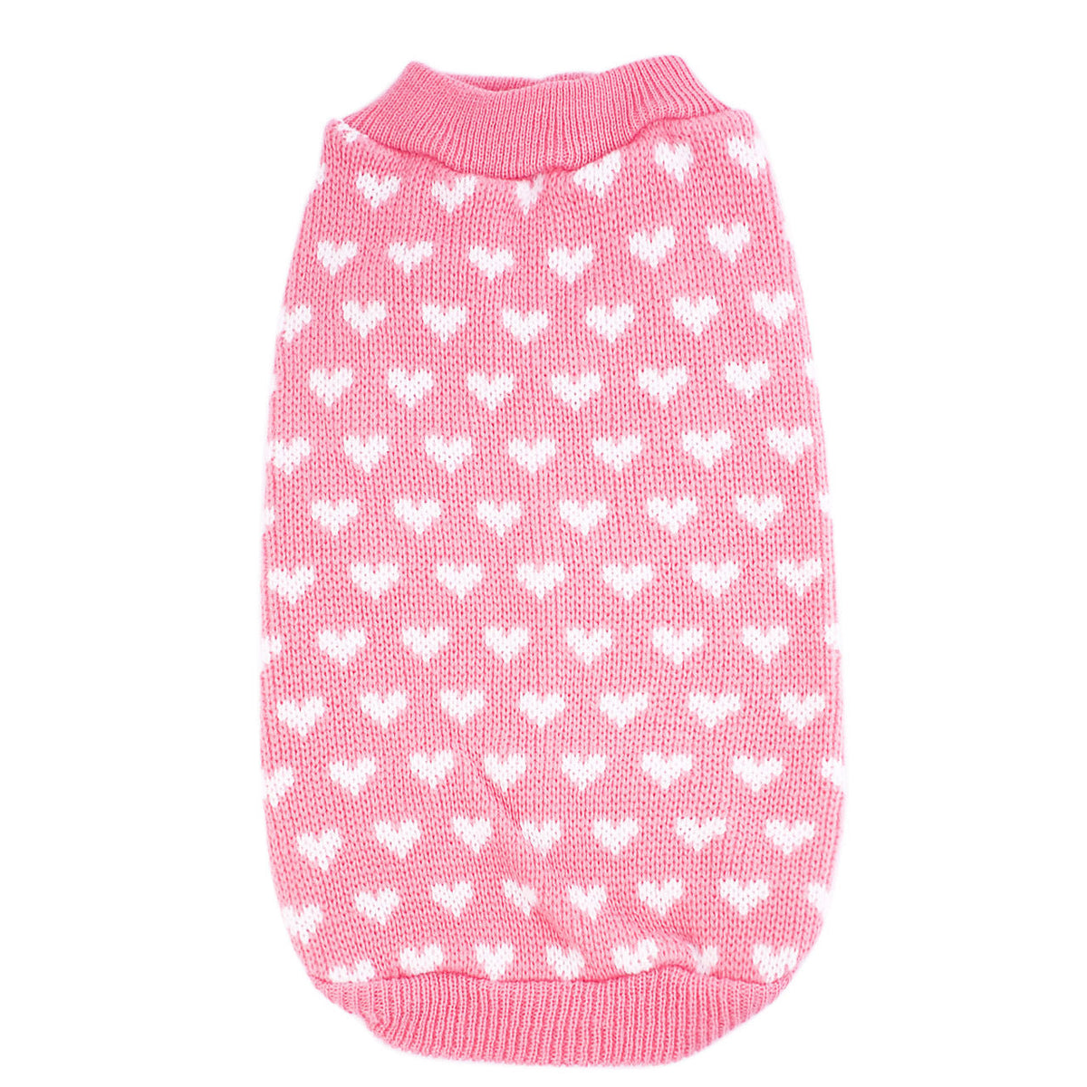 Small Dog Sweater With Cute Heart Pattern for Winter