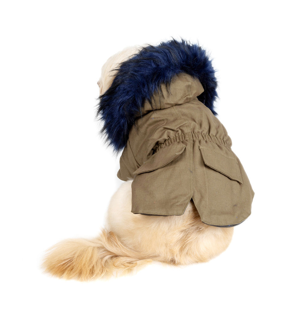 Dog Winter Coat With Faux-Fur Collar & Adjustable Fit