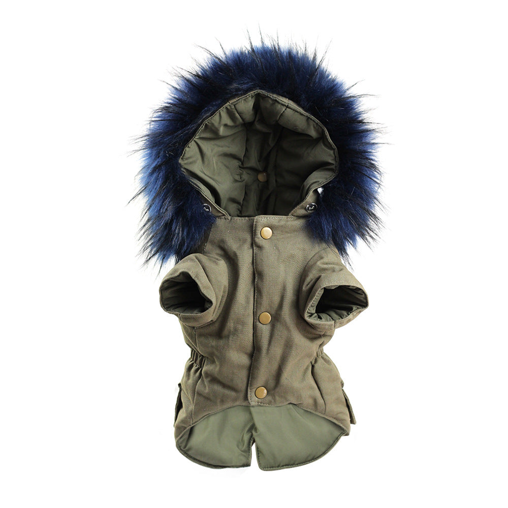 Dog Winter Coat With Faux-Fur Collar & Adjustable Fit