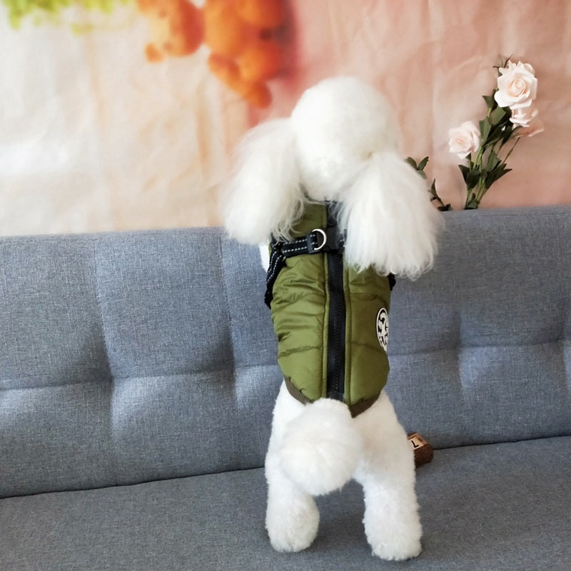 Padded Dog Coat With Integrated Harness For Winter Walks