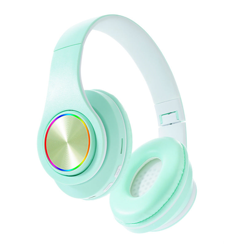 Wireless Headphones with RGB Light Ring & Deep Bass