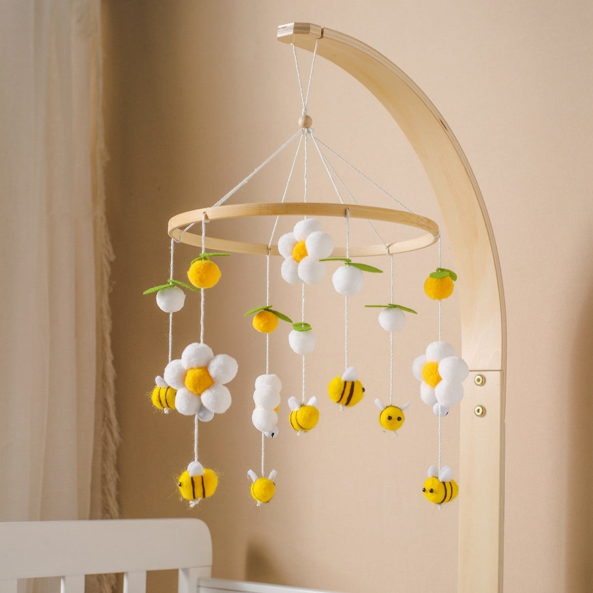 Wooden Baby Crib Mobile for Calming Nursery Decor