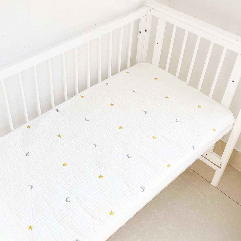 Baby Quilted Fitted Sheet With Celestial Embroidery