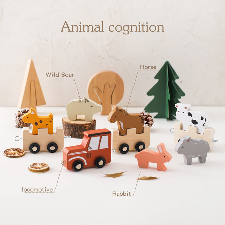 Wooden Animal Train Toy for Screen-Free Learning Play