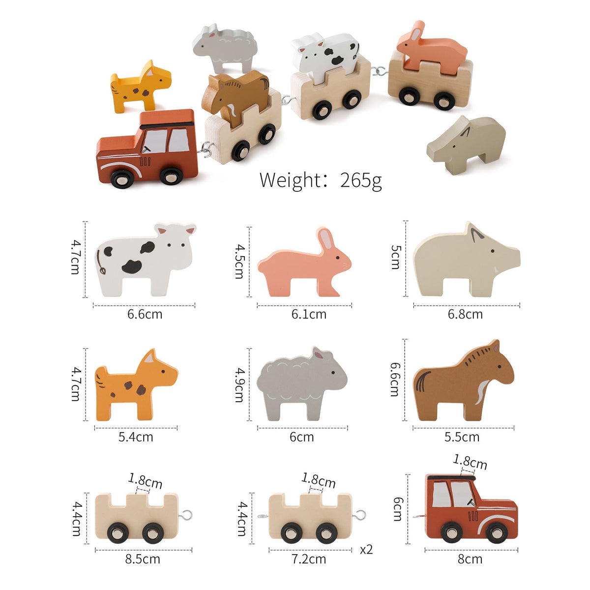 Wooden Animal Train Toy for Screen-Free Learning Play