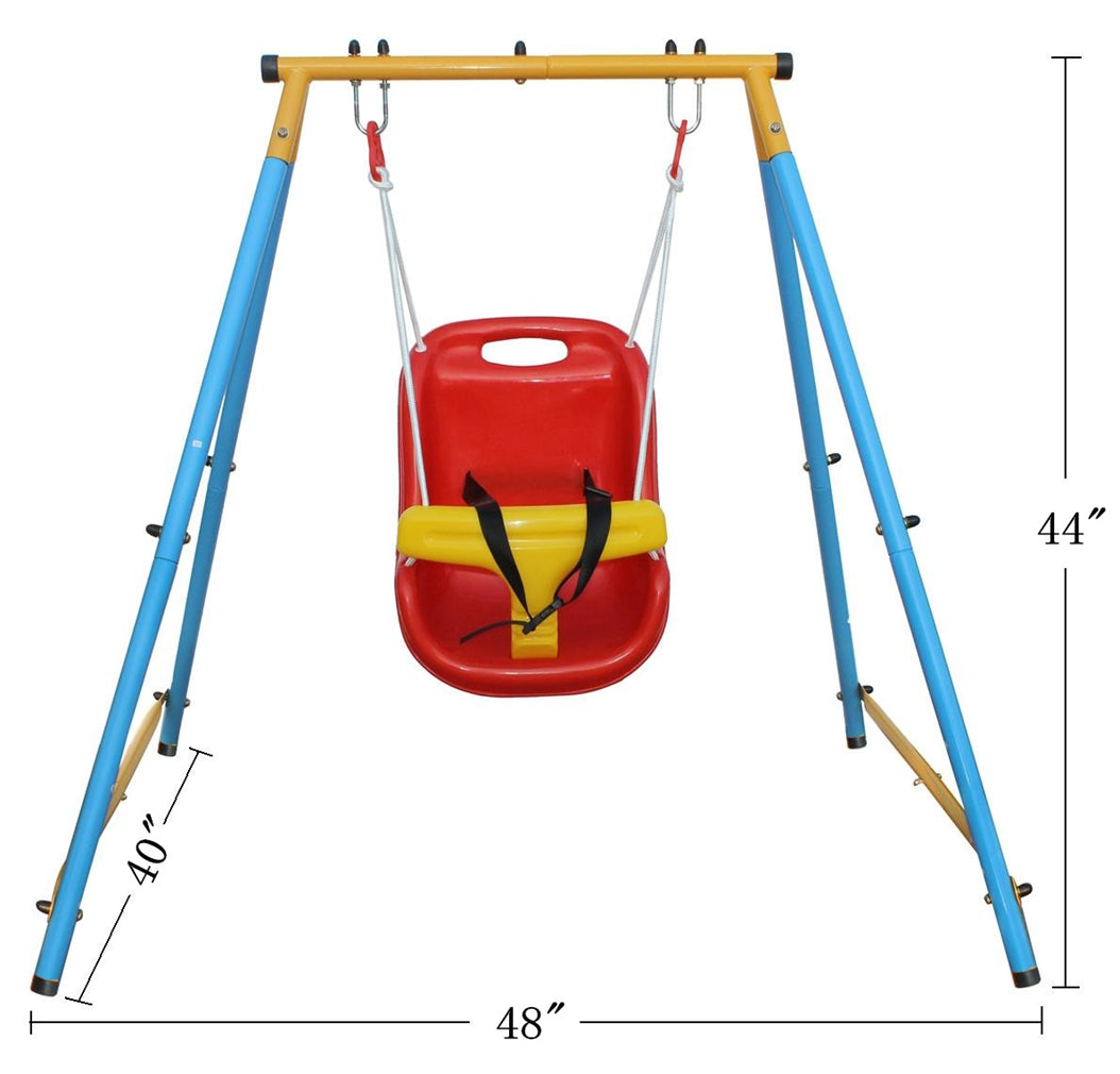 Toddler Metal Swing Set with Safety Belt for Backyard