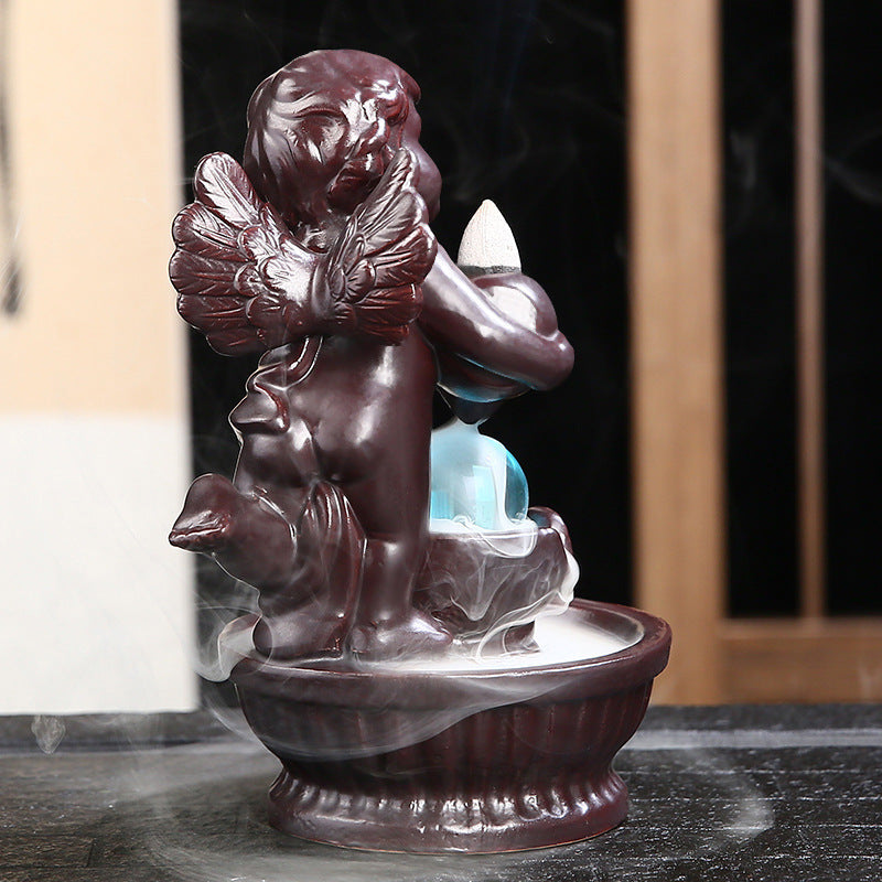Backflow Incense Burner Angel Waterfall Smoke Decor
