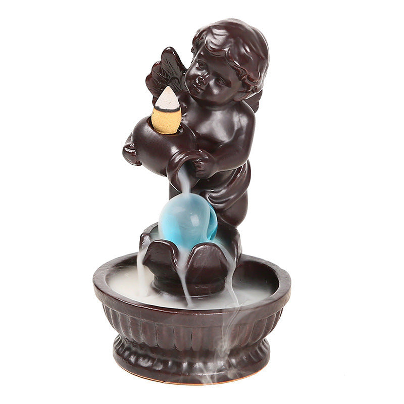 Backflow Incense Burner Angel Waterfall Smoke Decor