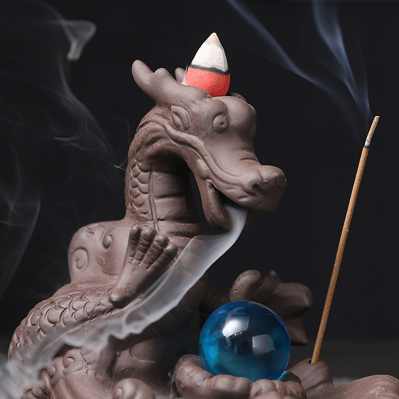 Backflow Incense Burner Dragon Decor & Smoke Waterfall