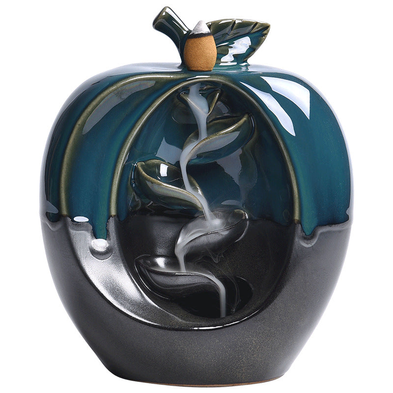Backflow Incense Burner Apple Ceramic Waterfall Smoke