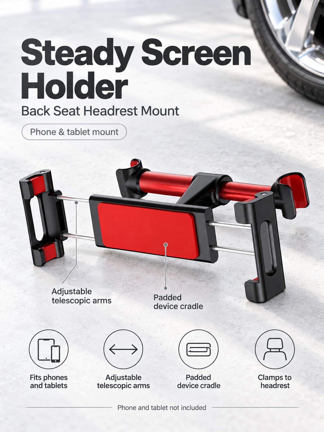 Back Seat Tablet Holder for Kids Car Headrest Mount