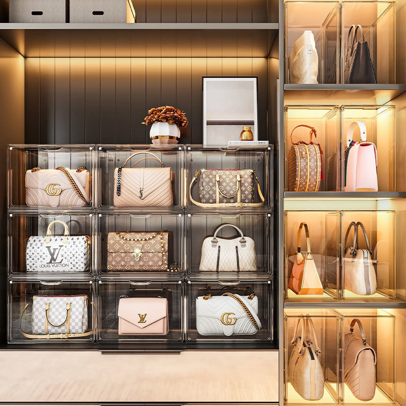 Clear Acrylic Handbag Organizer Stackable Display Case
