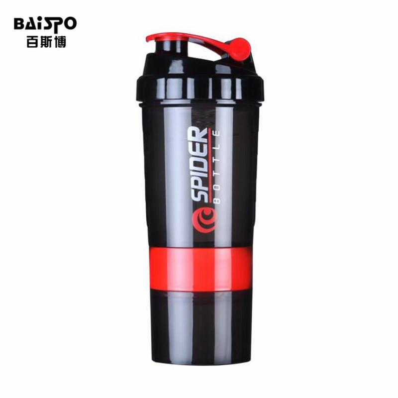 Protein Shaker Bottle with Agitator and Storage