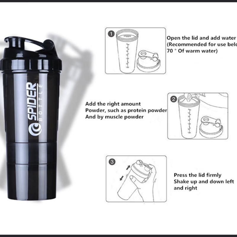 Protein Shaker Bottle with Agitator and Storage