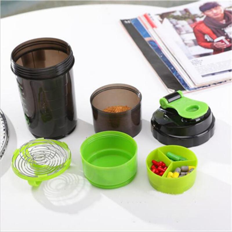 Protein Shaker Bottle with Agitator and Storage