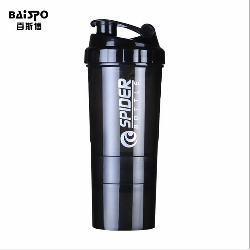 Protein Shaker Bottle with Agitator and Storage
