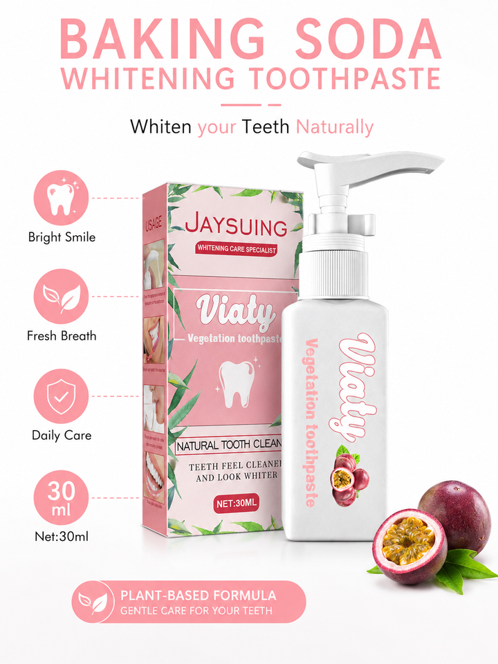 Baking Soda Whitening Toothpaste — Natural, Fruit-Powered