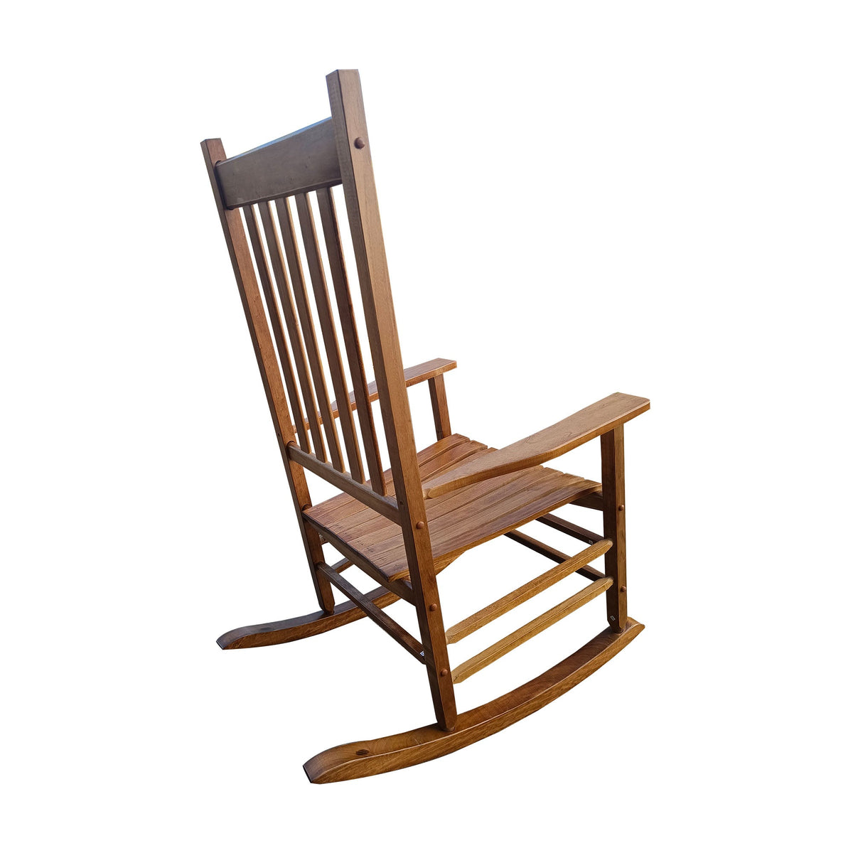 Wooden Porch Rocking Chair with Tall Back & Armrests