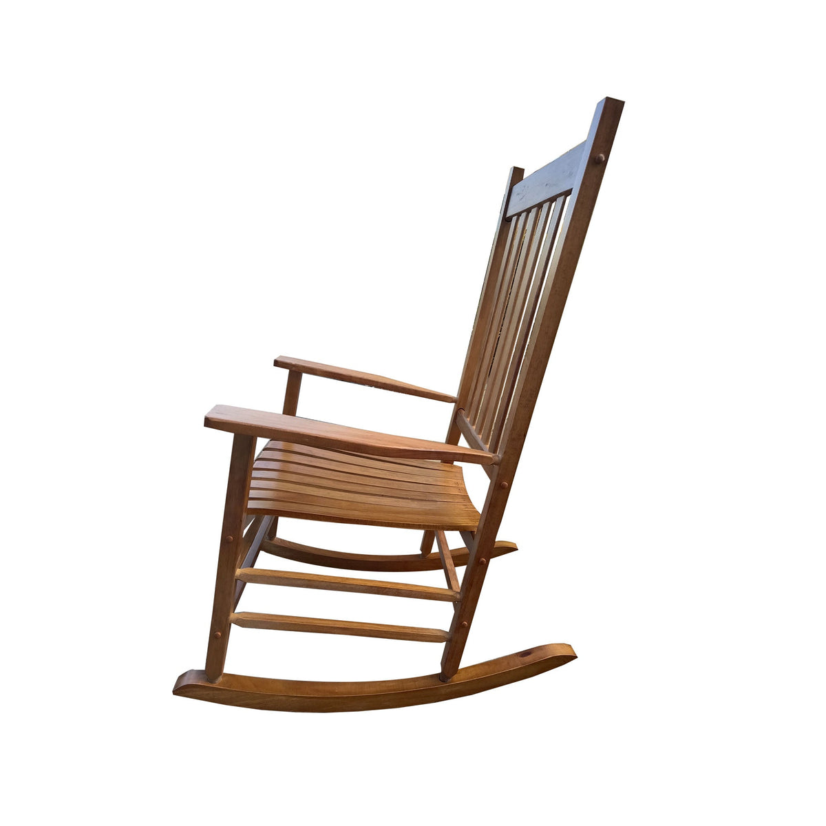 Wooden Porch Rocking Chair with Tall Back & Armrests