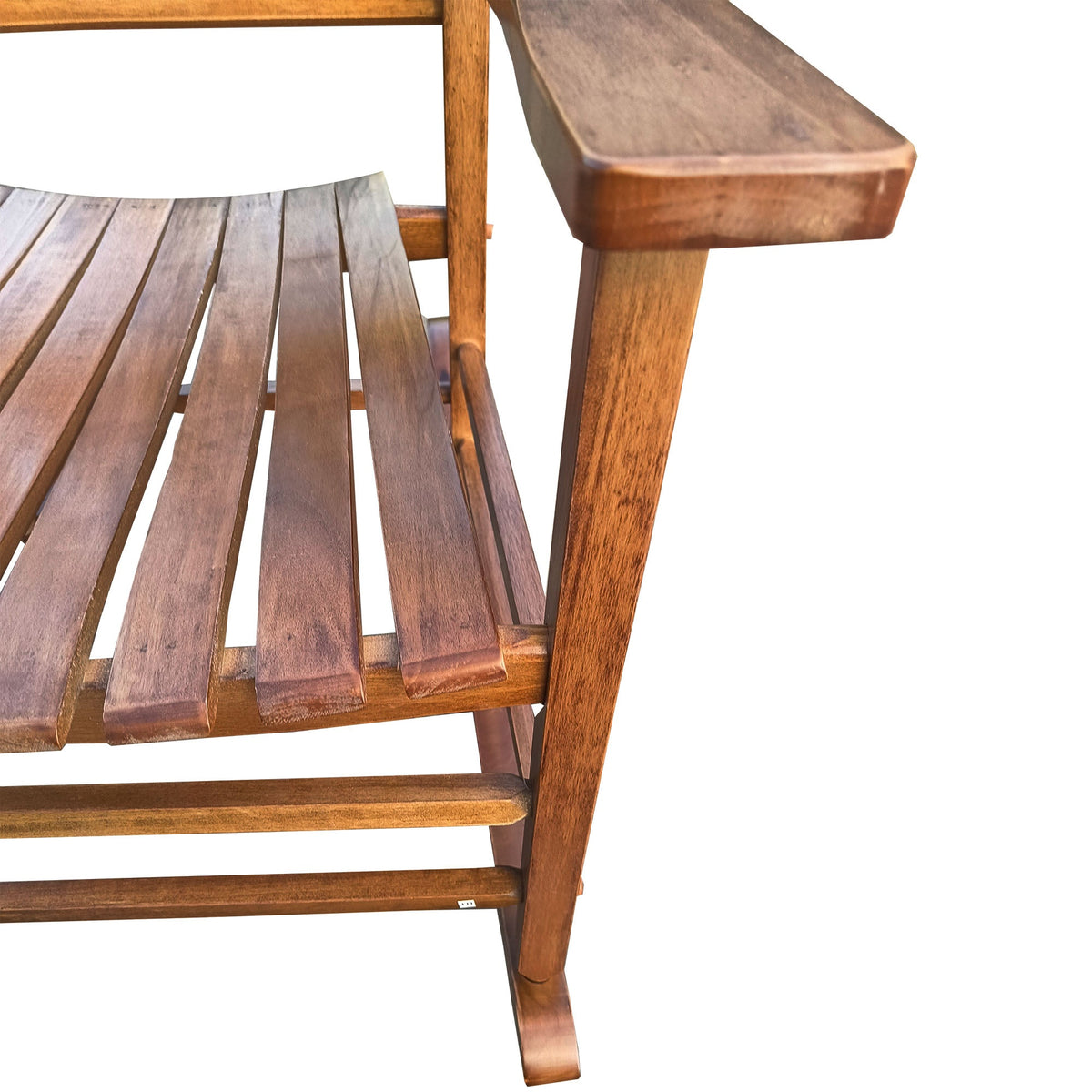 Wooden Porch Rocking Chair with Tall Back & Armrests