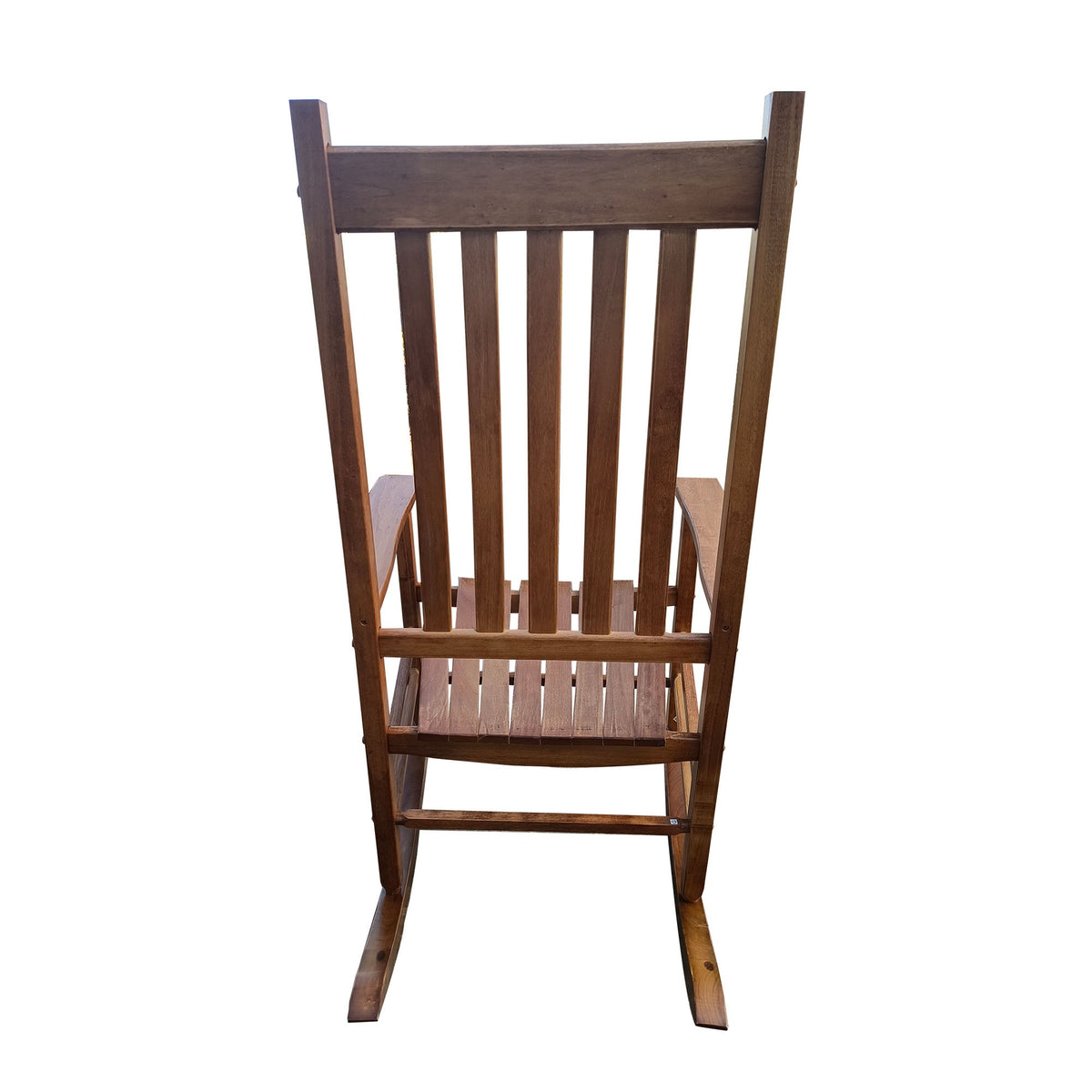 Wooden Porch Rocking Chair with Tall Back & Armrests
