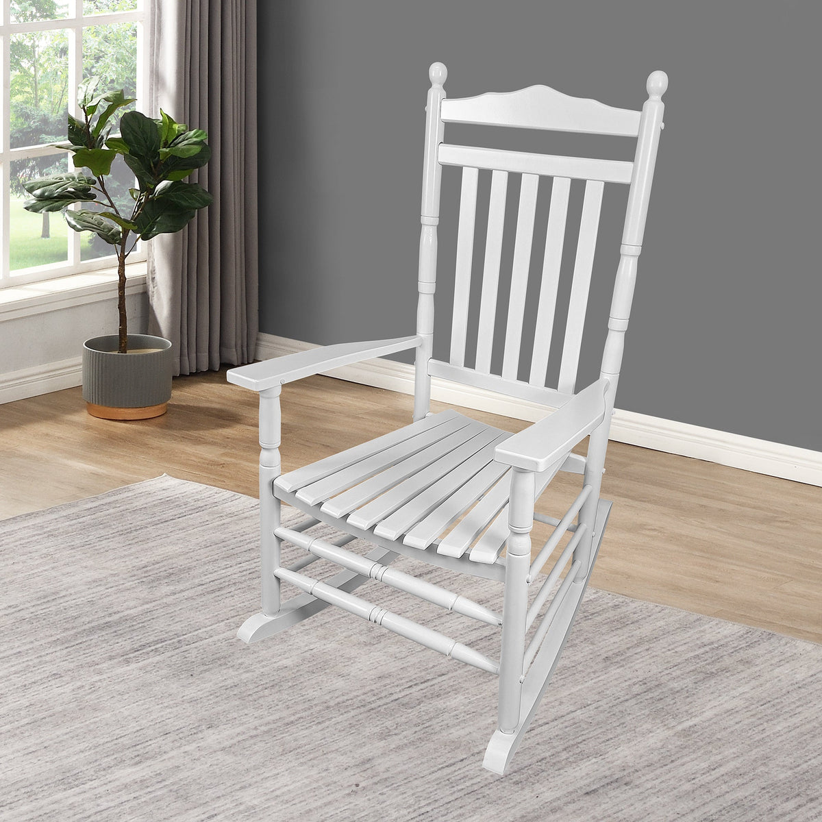 White Wooden Porch Rocking Chair for Outdoor Seating