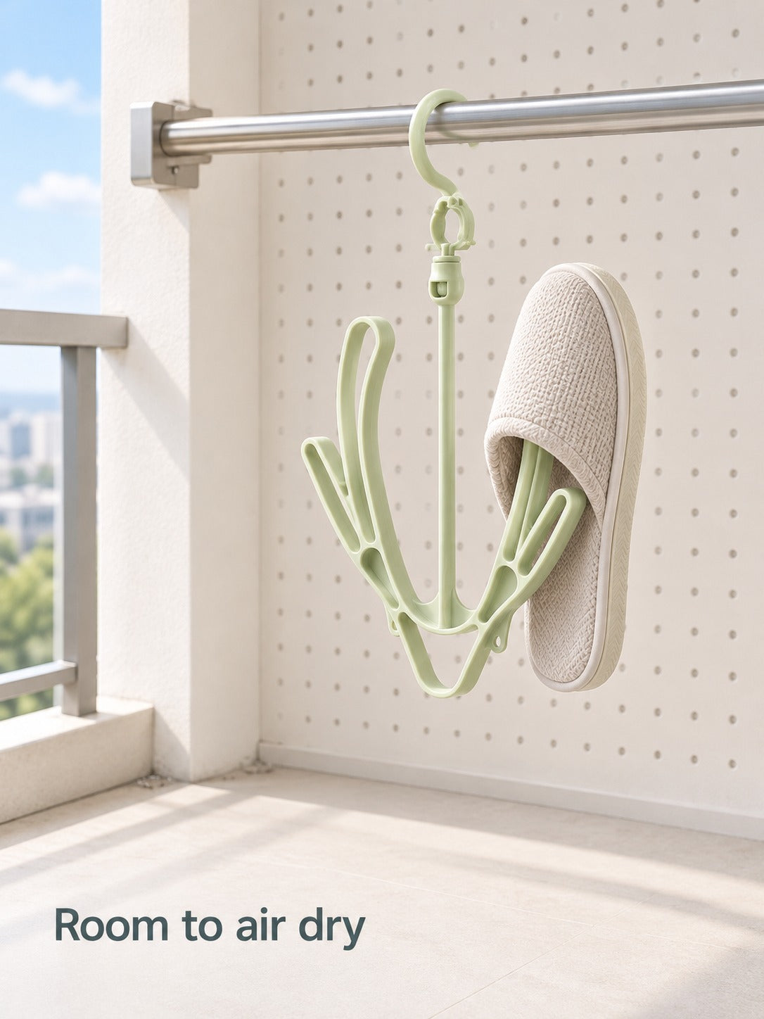 Balcony Shoe Drying Rack with Double Hooks