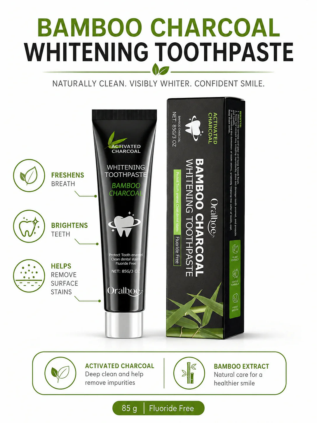 Bamboo Charcoal Toothpaste – Whitening for Sensitive Teeth