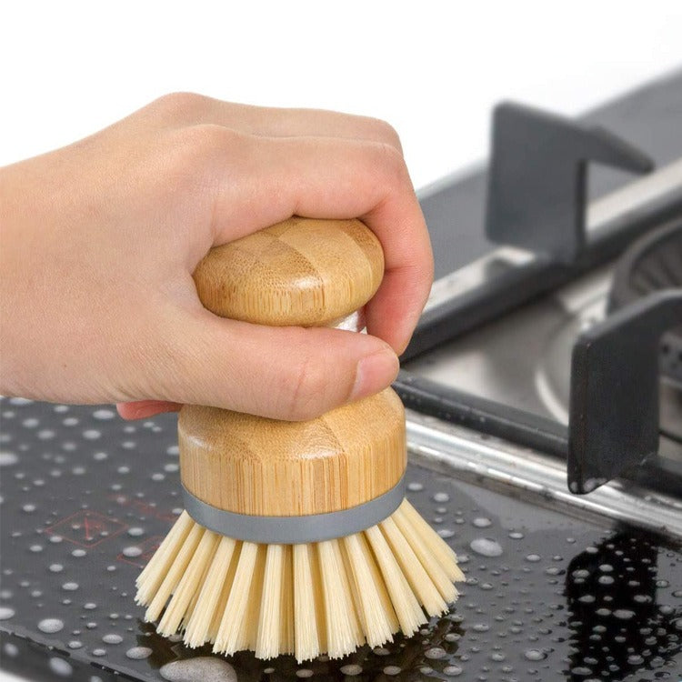 Bamboo Pot Brush with Comfortable Grip, Plastic-Free