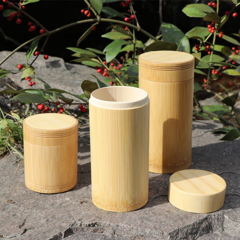Handmade Bamboo Tea Canisters with Lids, Vintage Storage
