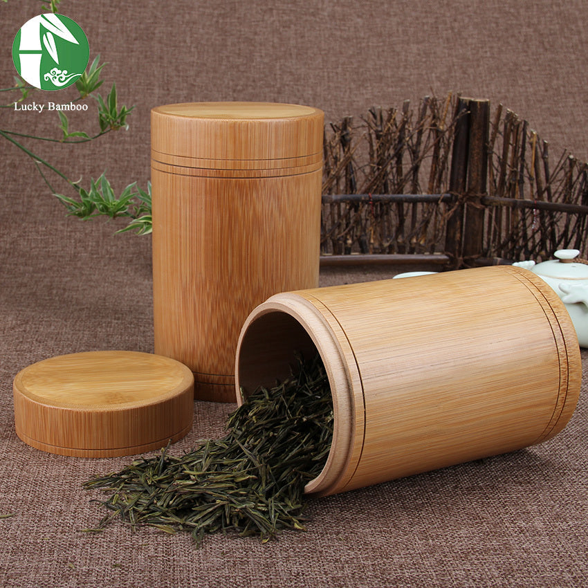 Handmade Bamboo Tea Canisters with Lids, Vintage Storage