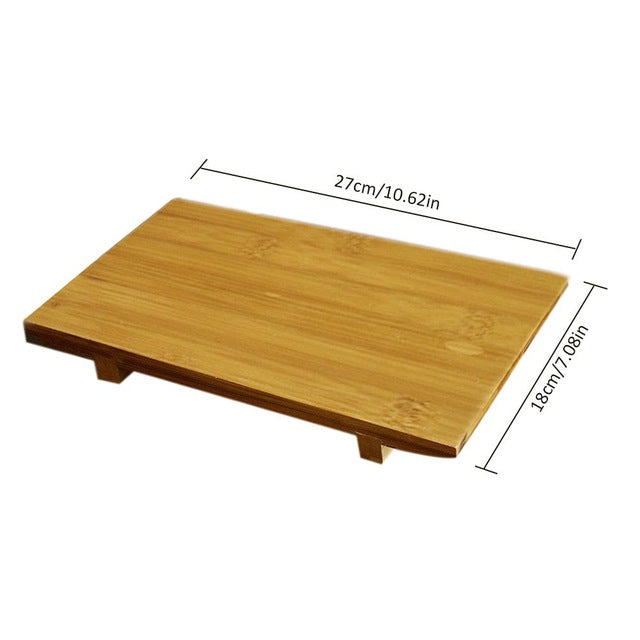 Bamboo Sushi Serving Board Set with Raised Feet, 3 Sizes