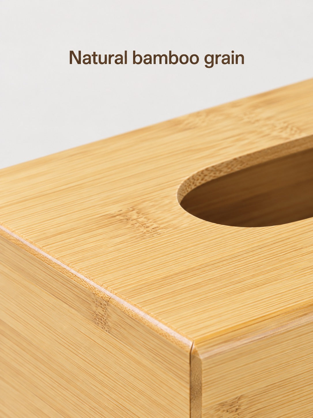 Natural Bamboo Tissue Box Holder with Slide-Out Drawer