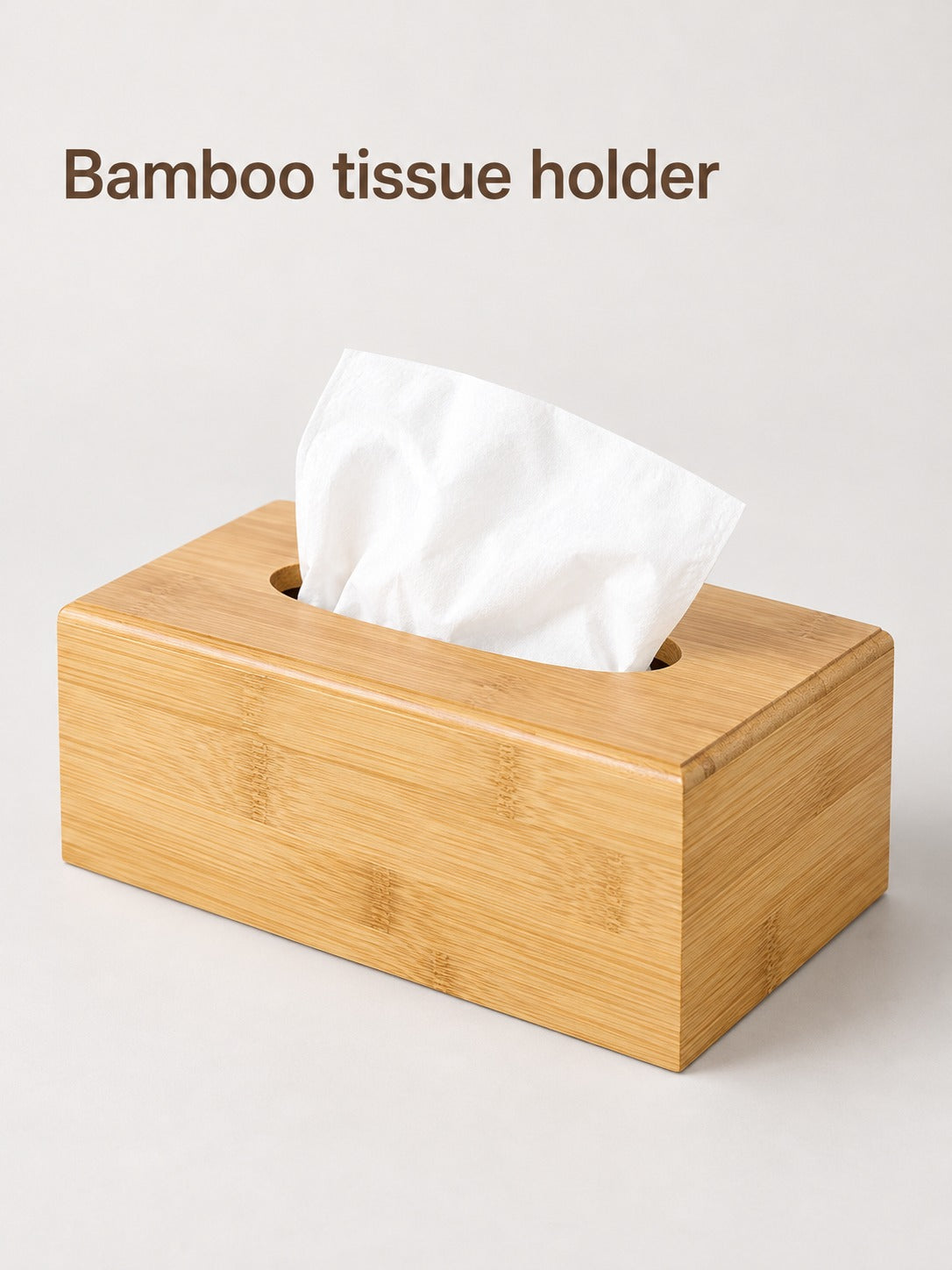 Natural Bamboo Tissue Box Holder with Slide-Out Drawer