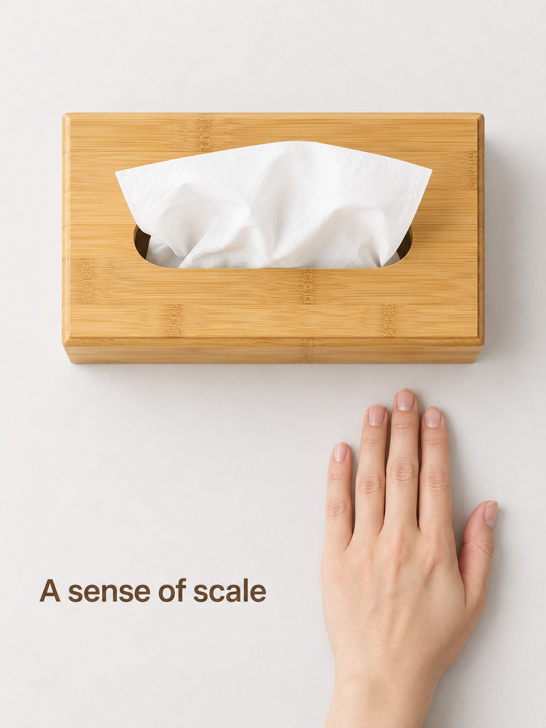 Natural Bamboo Tissue Box Holder with Slide-Out Drawer
