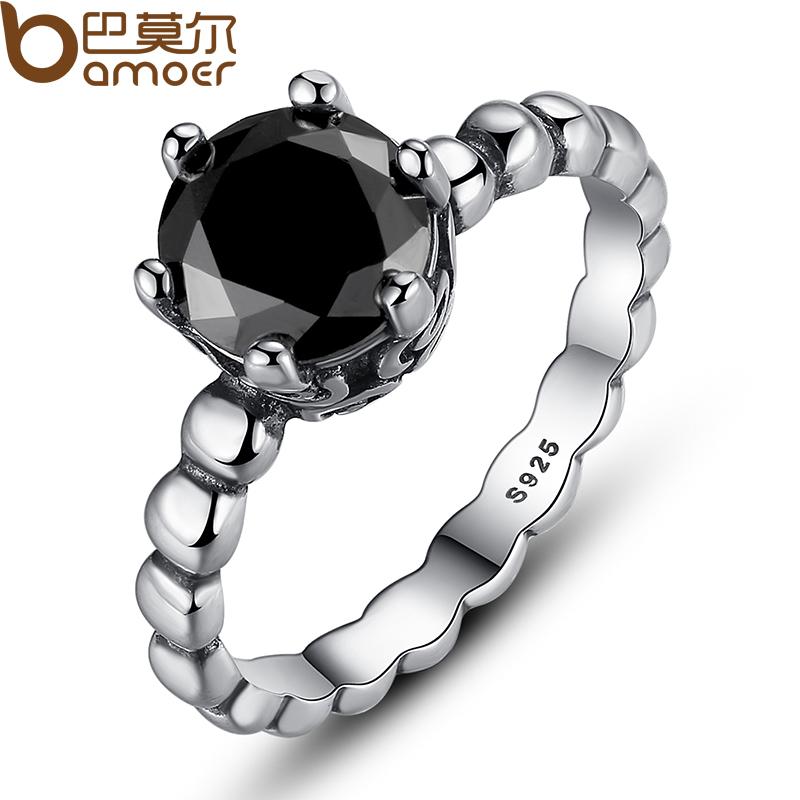 Black Cubic Zirconia Sterling Silver Ring for Women