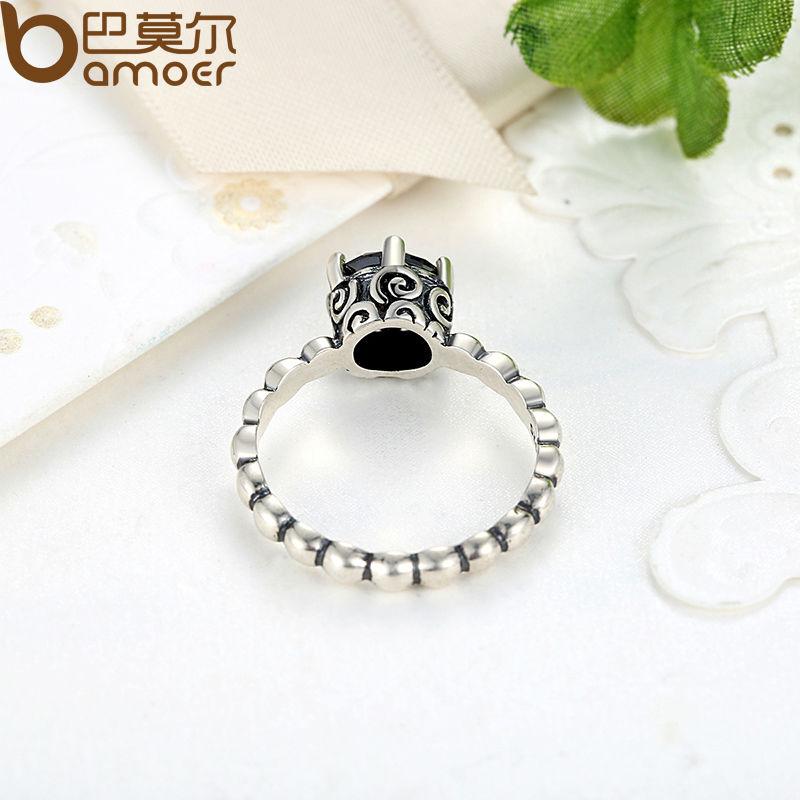 Black Cubic Zirconia Sterling Silver Ring for Women