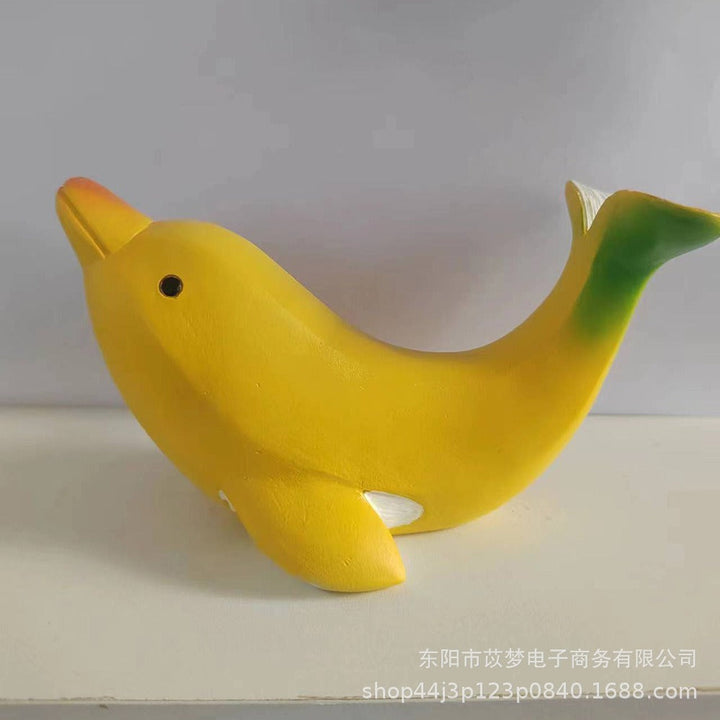 Banana Dolphin Resin Sculpture for Playful Home Decor