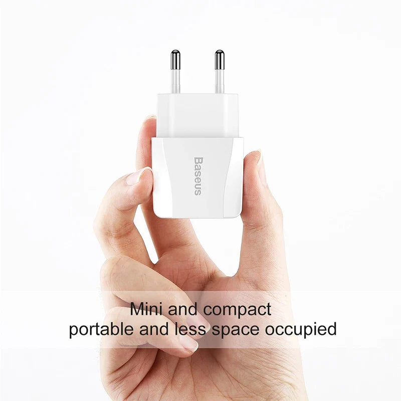 Dual-Port 2.1A USB Phone Charger for EU Travel & Home
