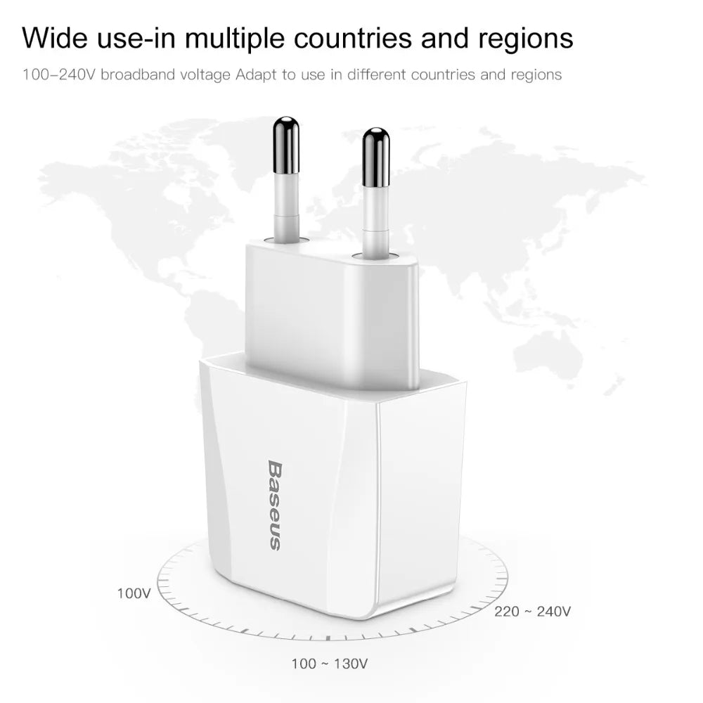 Dual-Port 2.1A USB Phone Charger for EU Travel & Home
