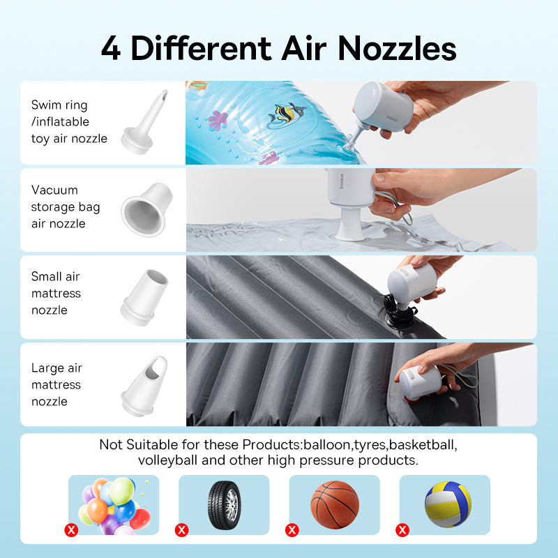 Portable Air Pump for Air Mattresses, 60-Second Inflate